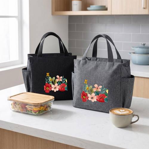 2026 new with flowers pattern print lunch bag lunchbox thick aluminum foil insulated design new product in 2026 multi functional for gym mothers day gift non food contact non food contact