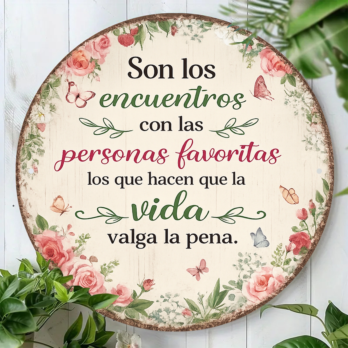 TEMU Letrero y placa decorativa 2D , 1 pieza de metal con de amor en español "Es con las que ", 19.81X19.81 cm, en español para pared y decoración