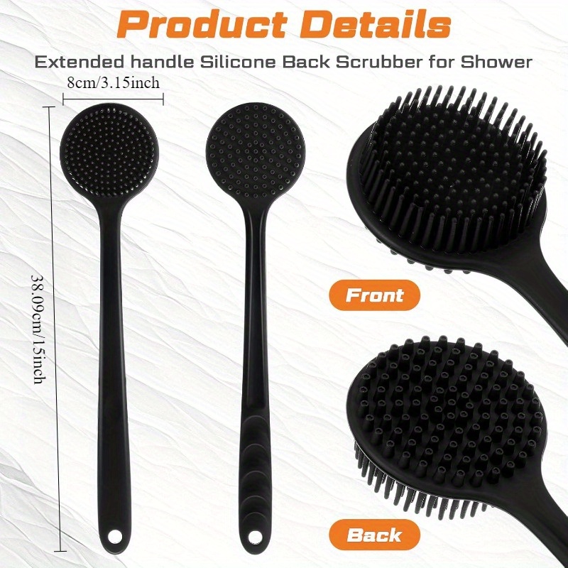 set of 2 soft silicone body brushes   featuring a non slip design for use in the shower   scrubbers come with a long handle and     health while generating foam suitable for   men and women Product details 2