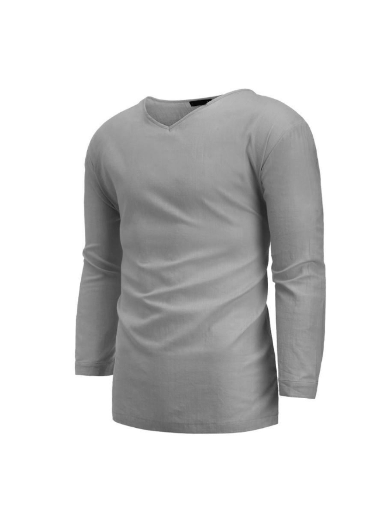 mens long sleeved v neck loose and linen shirt for autumn and winter breathable and comfortable fashionable and versatile   a stylish mans style grey 3