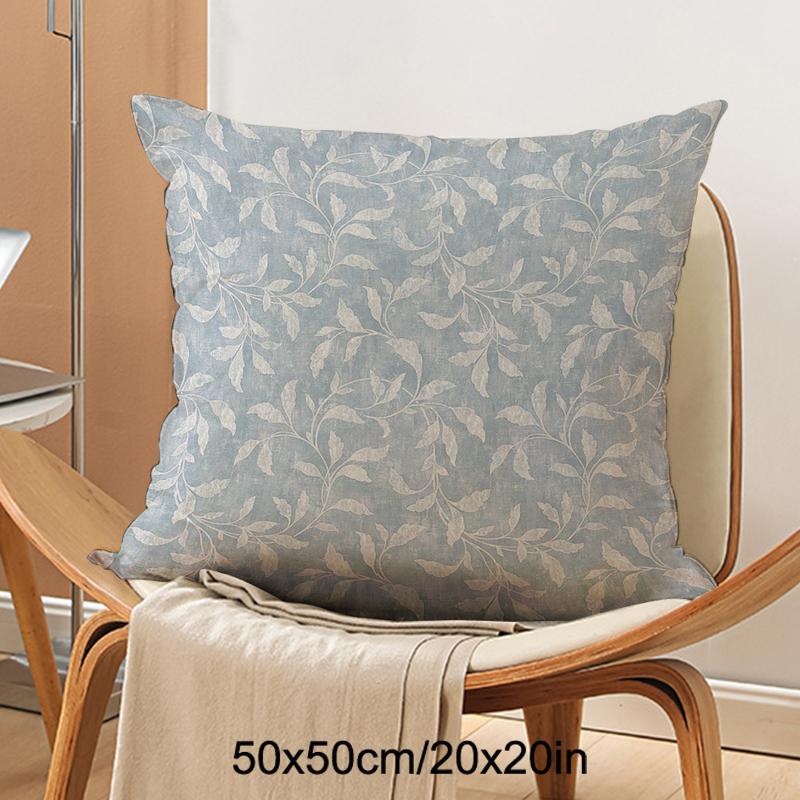 TEMU 1 Light Blue Vintage Branch And Leaf Decorative Pillowcase, 40x40/45x45/50x50cm, Zippered Cushion Cover, Polyester Material, Soft And