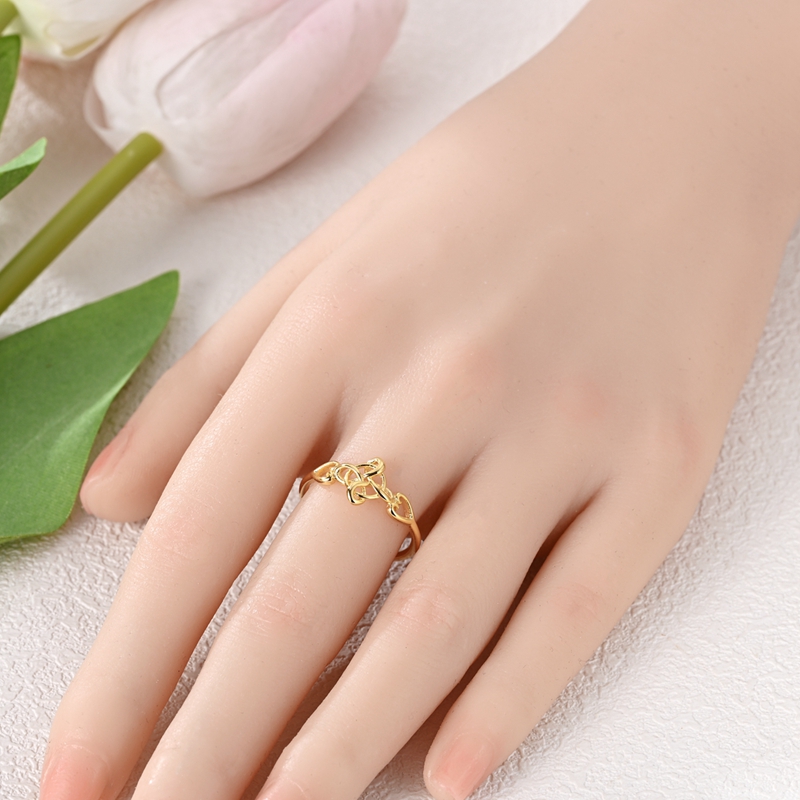 Women's 925 Sterling Silver Golden Celtic Knot Ring