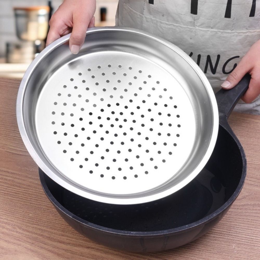 stainless steel steamer insert for wok 28 30 32 34cm   fish dumpling   kitchen cooking gadget thickened steamer basket details 5