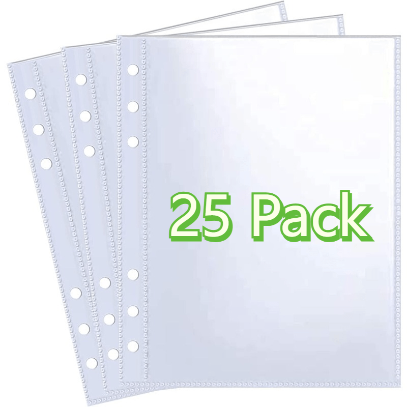 25 pack clear photocard sleeves for 6 ring a5 binder double sided 1 pocket   top loading sheet protector for photos postcards seed packets