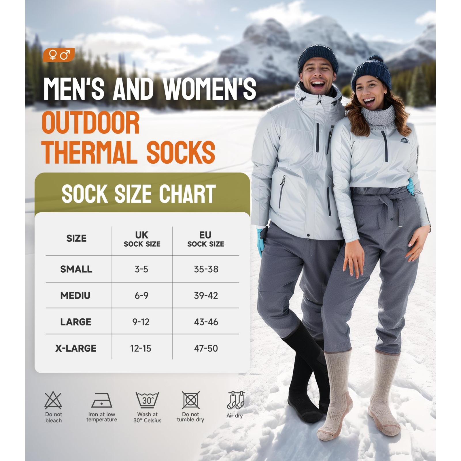3 Pairs Men's Thermal Socks for Winter Activities