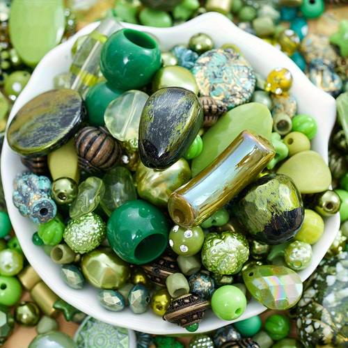 300pcs retro baroque acrylic beads multicolor mixed random color beads with holes for making bracelets earrings craft accessories vibrant retro style beads for handmade gifts craft bead supplies textured surface beads