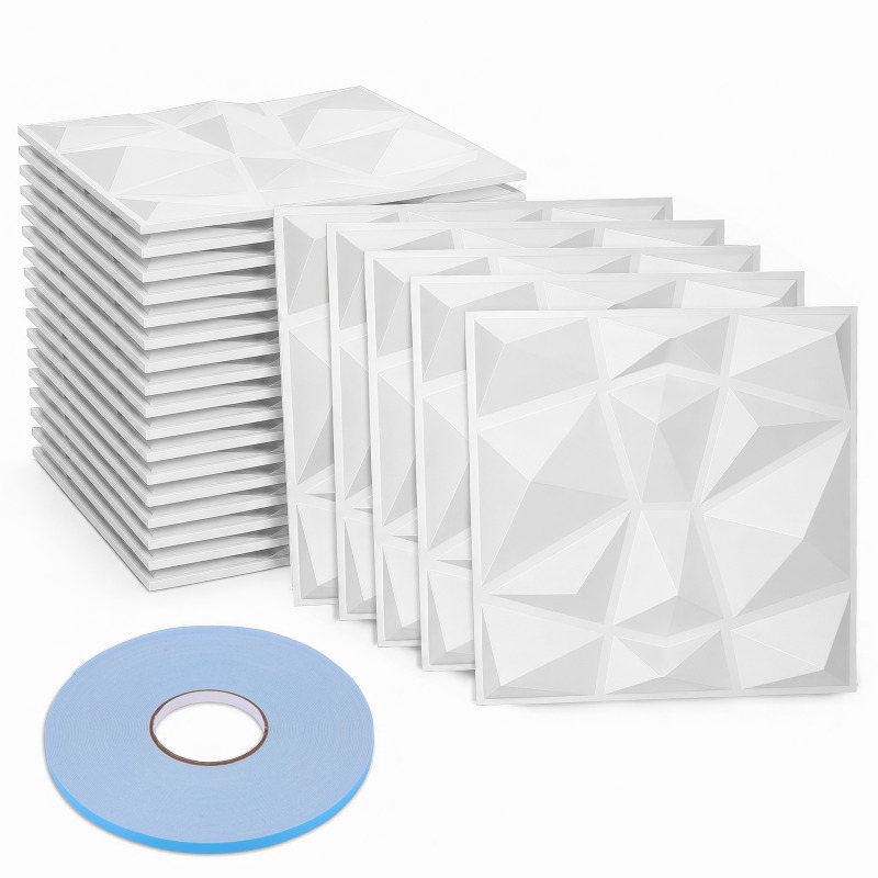 Image of 3d Diamond Wall Panels, 30 X 30cm, Matte Black, Rigid Pvc, Durable, Non-deformable, Heat Resistant, Odourless, Pack Of 20 | Wall Covering, Rigid Pvc, Durable, Non-deformable, Heat-resistant, Odourless