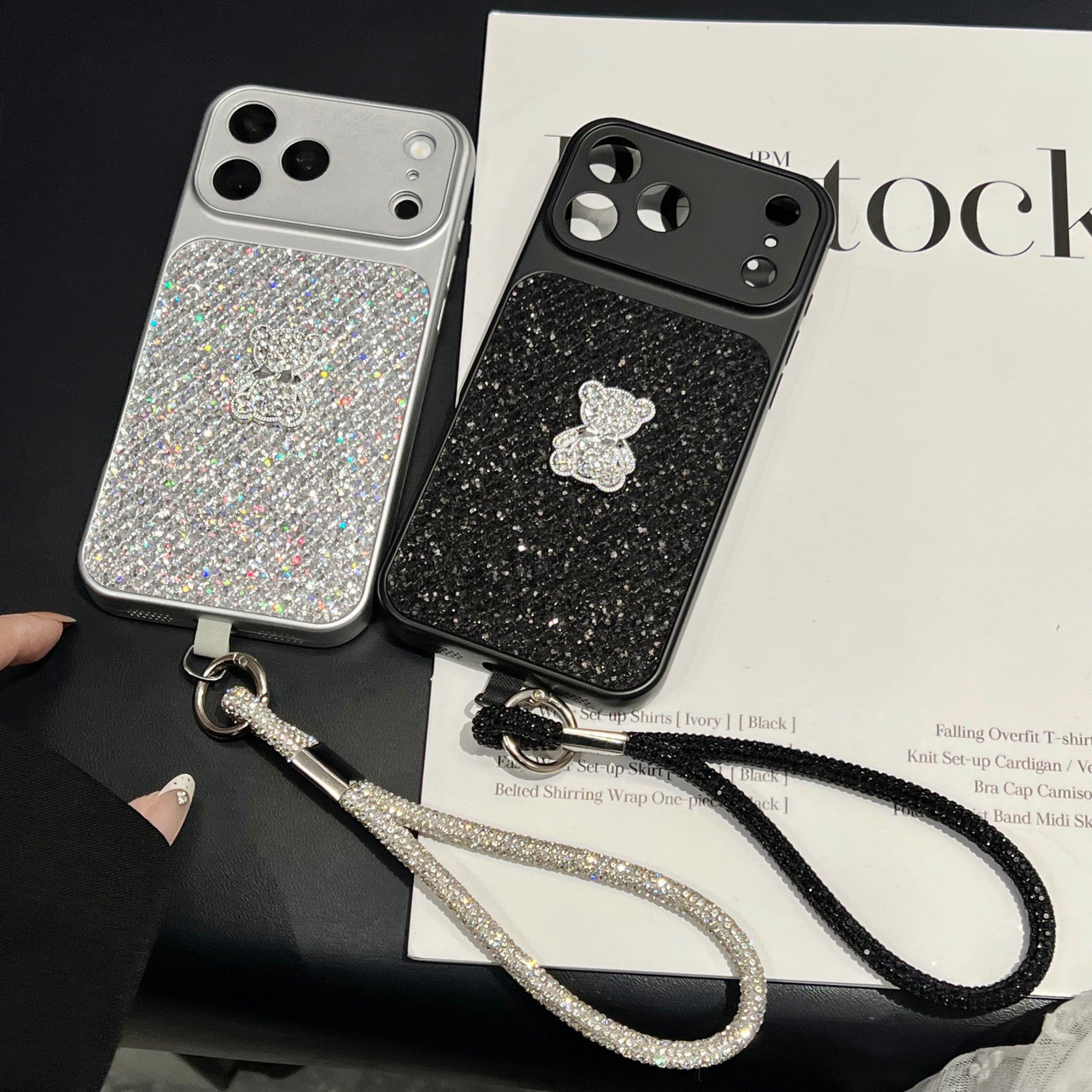 handyhülle - handyhülle mit  -muster und glitzerndem bär, kompatibel mit iphone 17 pro max