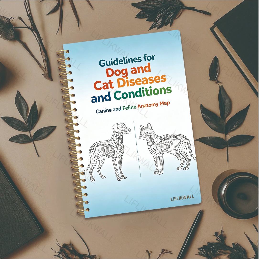 LIFLIKWALL Veterinary Anatomy & Disease Notebook - Spiral Bound Suitable for Dogs and Cats Book with Anatomy Charts, Reference Guide for Vet Students, Compact Size Planner Journal for Veterinary Practice Supplies