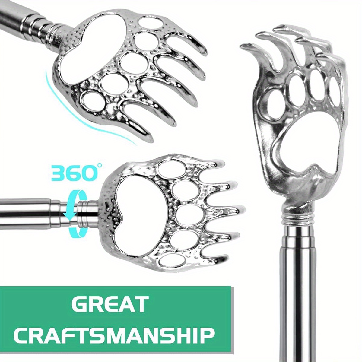 3pcs telescopic back scratcher with extendable shaft heavy duty   massager for back neck shoulder ideal gift for men women dad compact portable for   spa use birthday christmas fathers day present massagers for neck and back metallic   sturdy construction Product details 1