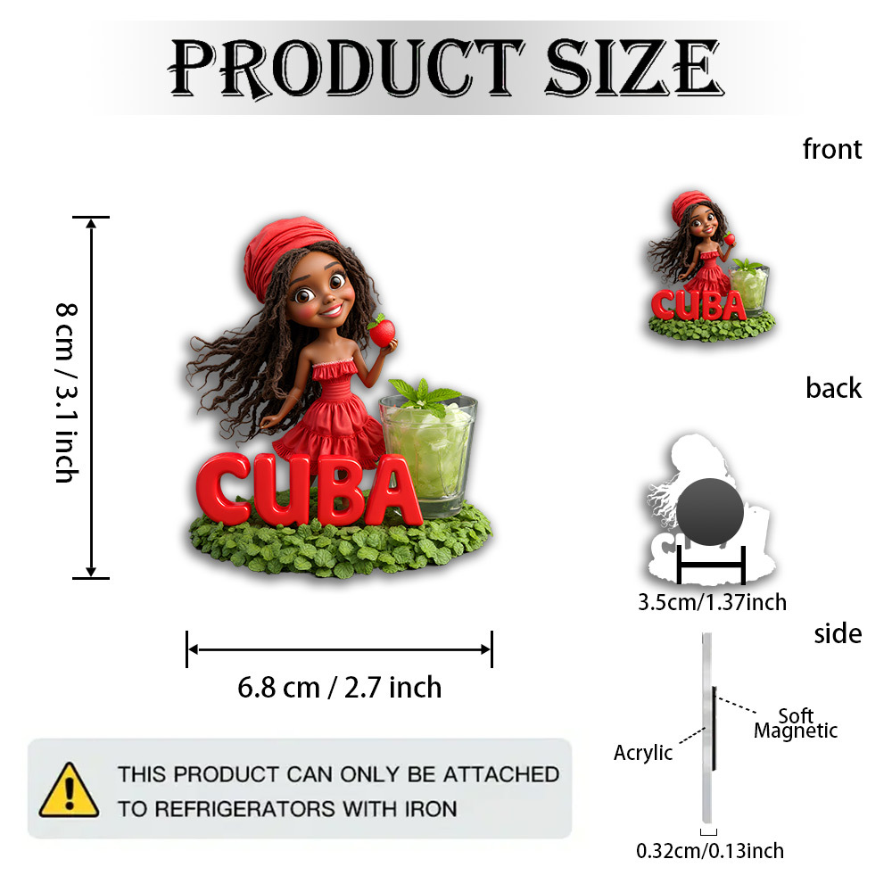 TEMU Un imán de refrigerador con temática que un diseño tropical y cubanas, mostrando a en un . Esta pieza decorativa acrílica es para fiestas reggae