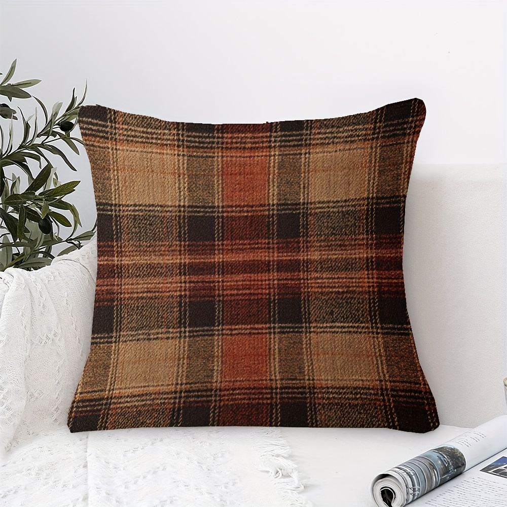 TEMU 1pc Vintage Rustic Decorative Pillow Cover, 18x18 Inches - Double-sided Print, Zipper Closure, Machine Washable, Soft Polyester Fabric, Suitable