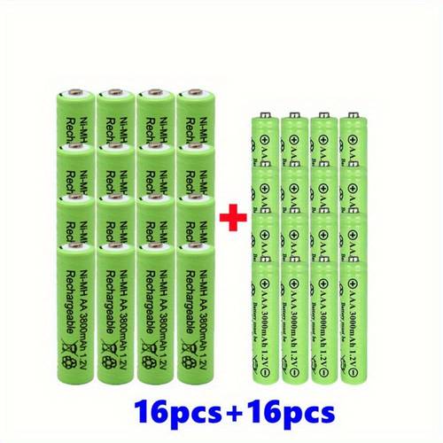 aa aaa 1 2v rechargeable battery pack high capacity 3800mah 3000mah nimh compatible with aa aaa long for toys clocks outdoor solar lights remotes flashlights compatible with aa aaa