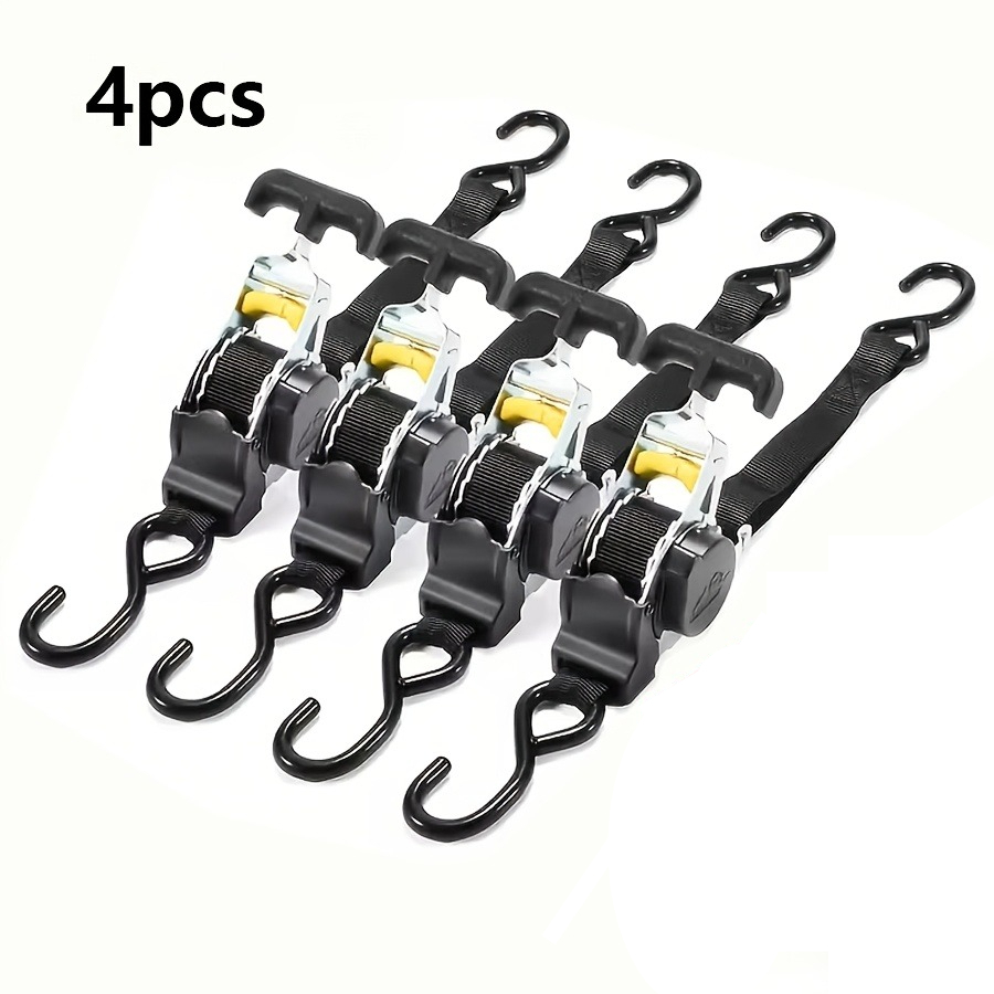 TEMU 4pcs Heavy-duty Cargo Straps Set - Automatic Retractable, No , Adjustable Flexibility - Ideal Holiday Gift With Tensioner For Stretchable