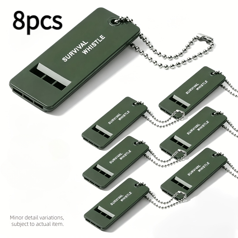 TEMU 8pcs Emergency Survival Whistles With Lanyard - High- 3-frequency Loud Rescue , Lightweight Durable Suitable For Hiking, Camping, Outdoor Safety