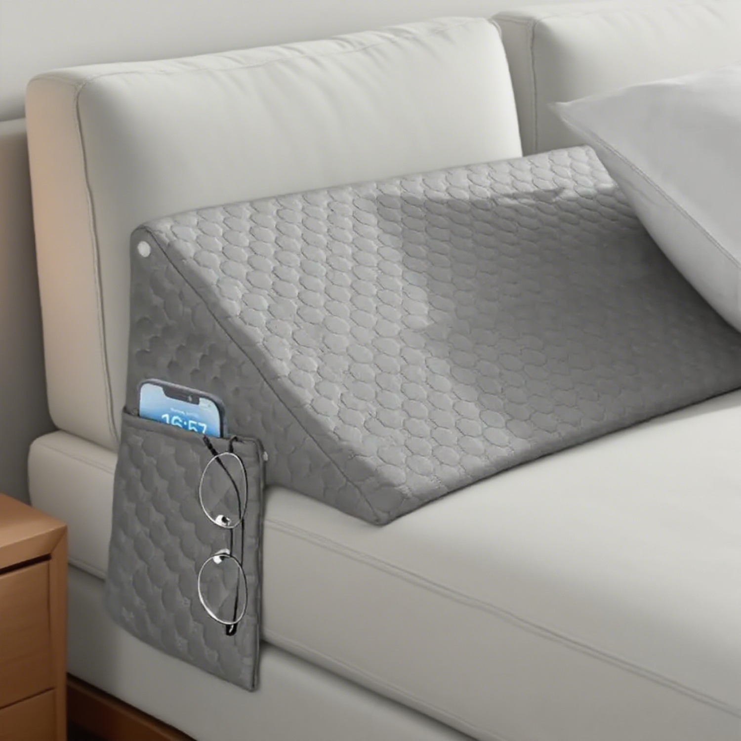 TEMU Coussin de remplissage pour chevet - Idéal pour lit Queen/King/Twin/Full (6'X6') - Coussin de lit, doux gris et blanc, pour le cou et le