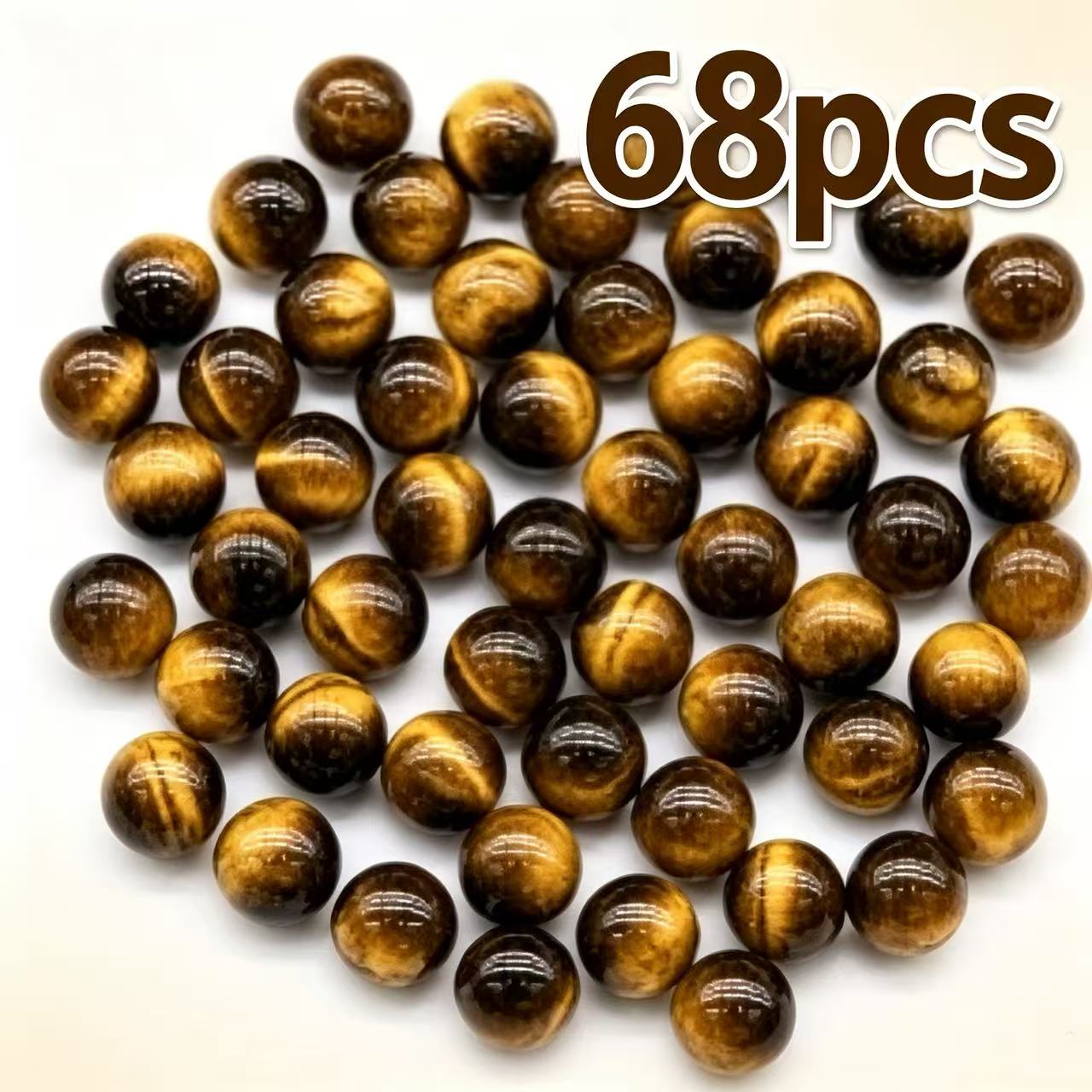 TEMU 68pcs, Perles en verre œil de tigre jaune, Matériaux de bijoux, Accrochage de perles de bijoux, Fait main, Fournitures décoratives, utilisé pour