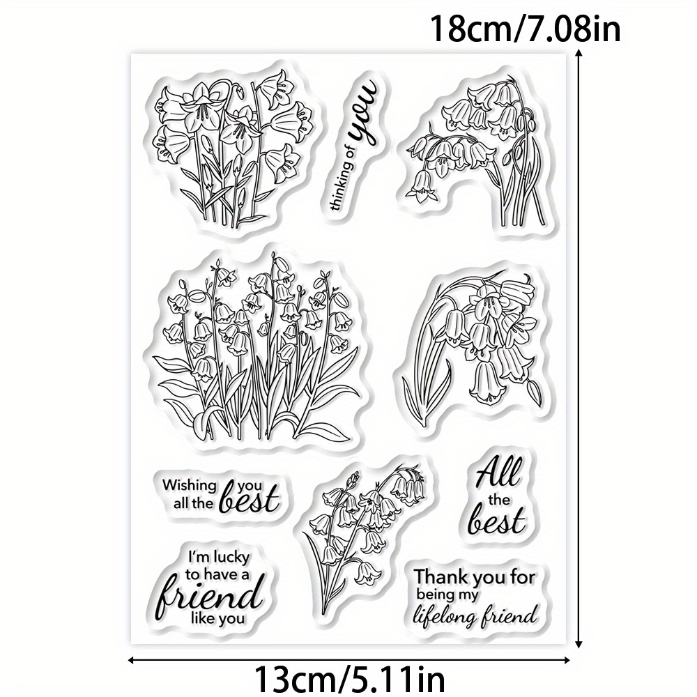 TEMU 1pc Of Authentic Blooming Lily Of The Valley Clear Stamps And Metal Cutting Dies For Scrapbooking Projects, Handmade Gifts, And Decorative Cards