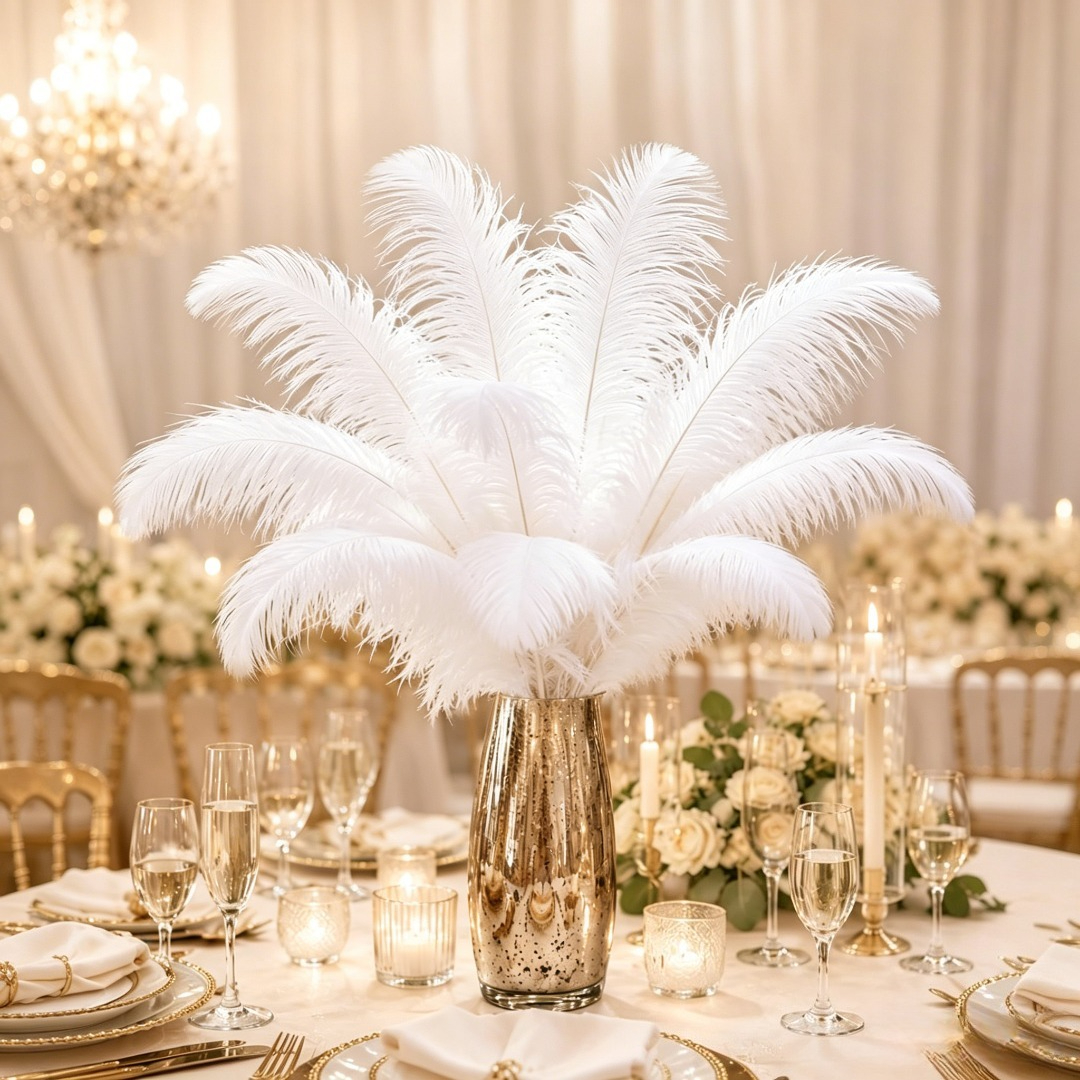 TEMU 8-stem Bundle, 30-35cm/12-14inch, Lightweight Fluffy Down-like Long Stems For Floral Arrangements, Light Luxury Wedding Table Flower Decor,