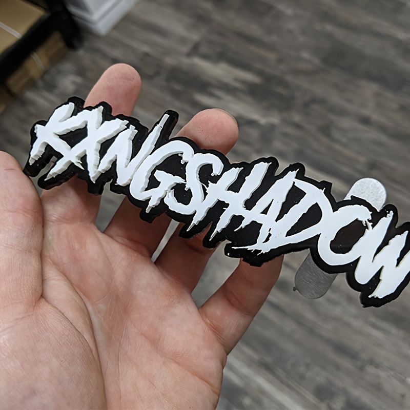 TEMU Gothic Style Custom Text Car Emblem, Fashion Contrast With Font. Made Of 3d Acrylic Material, Editable Text, A Personalized Car Exterior.