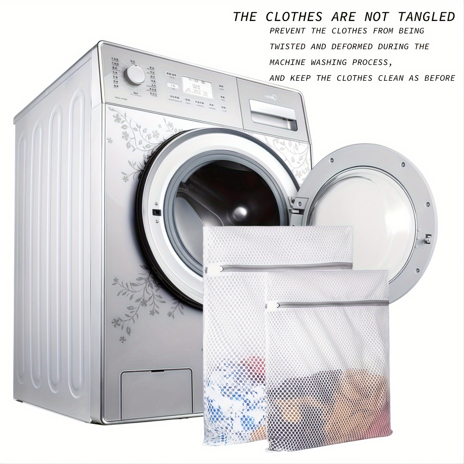 TEMU 6/8pcs Durable Honeycomb Mesh Laundry Bags Reusable Anti-tangle Storage Bags With Zipper Closure, 12x16 Inches For Underwear, Clothes, Jeans, Towels, Socks - Polyester, Machine Washable, Fabric