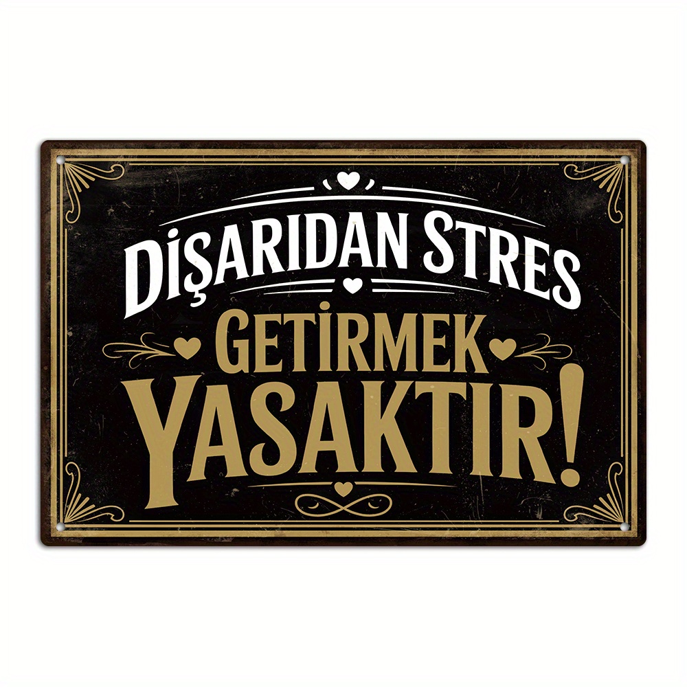 E-shop 1 Stück Putuo Dekor Türkisches Vintage Metallschild Wandkunst - "STRESS AUSSEN VERBANNEN " Retro-Dekoration mit Ornamentalen Rahmen, Kein
