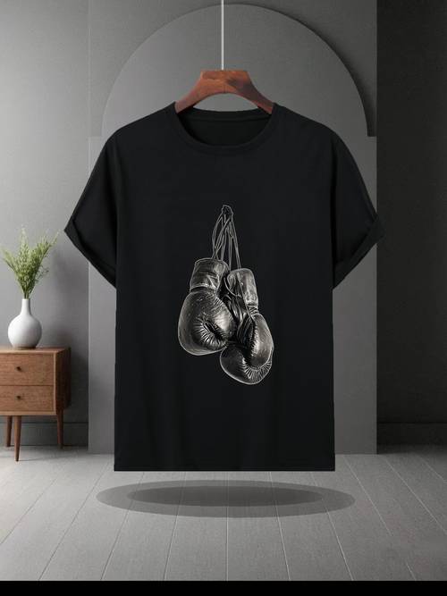 mens 100 cotton retro boxing gym t shirt with training gloves graphic short sleeve casual tee preshrunk stitching for fitness wear machine washable s xxxl year round