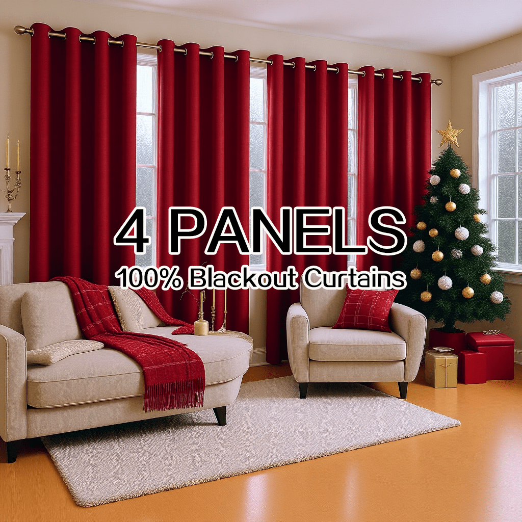 Temu – TEMU 4 Panels 100% Blackout Curtains Heat Insulation Noise Reduction Privacy Protection Thermal Insulated Curtains Soundproof Curtains Light Blocking