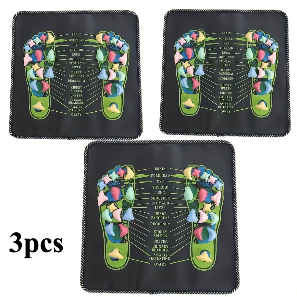 TEMU 3 pièces Tapis de Massage Réflexologie Médicine Chinoise Codé par Couleurs avec Points Étiquetés - Tapis d'Auto-Massage pour Détente des Pieds,