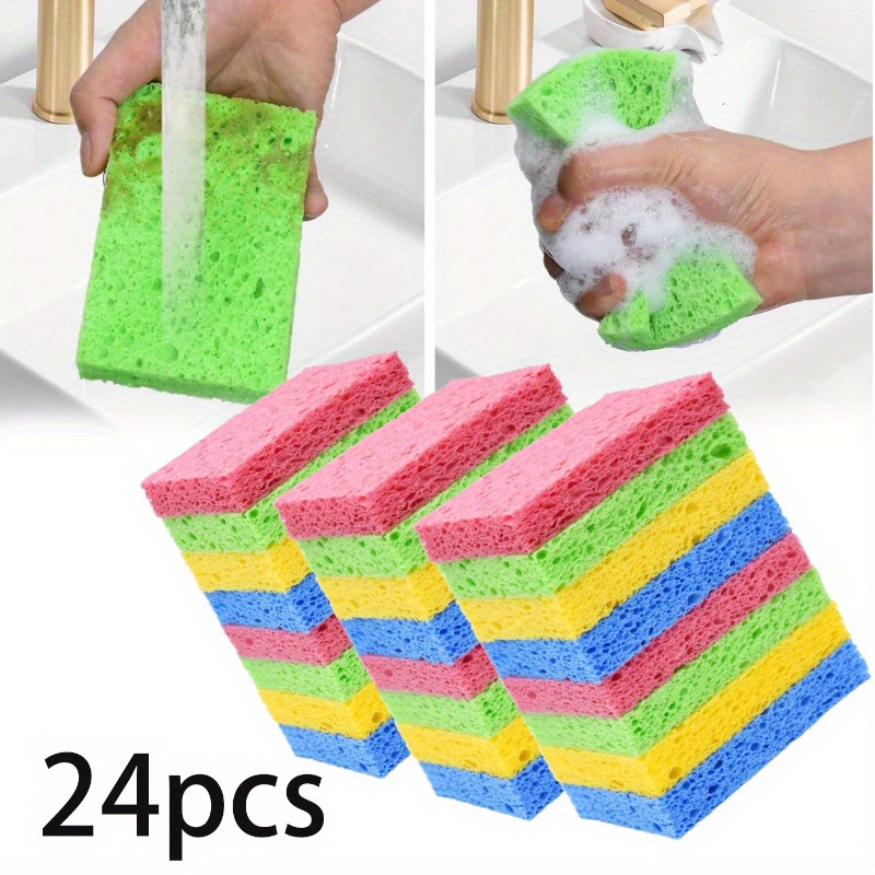 24pcs Heavy-Duty Reusable Kitchen Sponges -  , Stackable Dish Scrubbers, Non-Abrasive Cleaning Pads for Dishes, Pots, Pans, Countertops - Commercial & Home Kitchen Use - (24 Count), Kitchen Cleaning Sponges, Sponge Refills for Kitchen Sink, Kitchen Thick Sponges, Pot Scrubbing, Pans Scrubber, Kitchen Sponge And Scrubber, Dish Sponge Scrubber, Cleaning Sponge For Kitchen, Scrub Sponge For Kitchen, Sponge For Washing Dishes, Sponge For Scrubbing, Dish Sponge