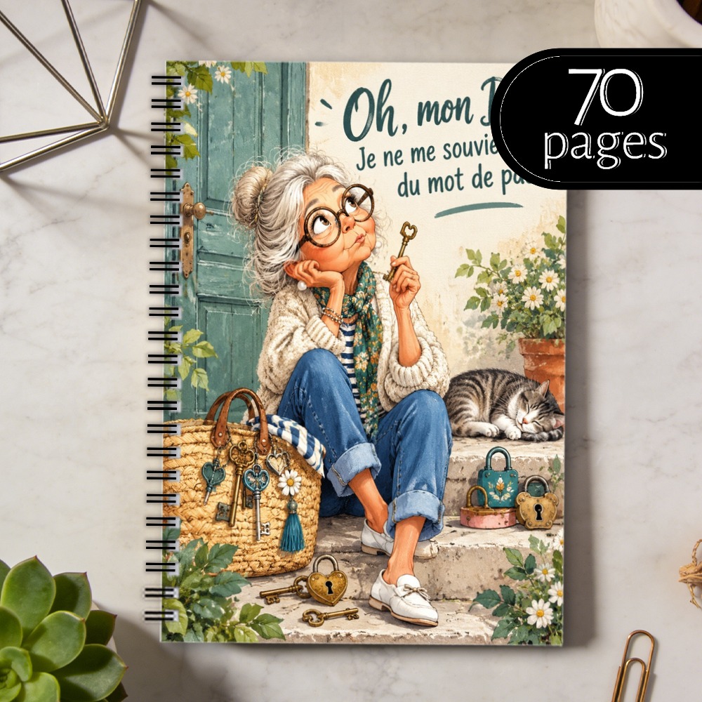 TEMU Carnet de de passe français 1 pièce avec reliure à spirale - Système de code français adapté aux de passe de de site Web, carnet de de de passe