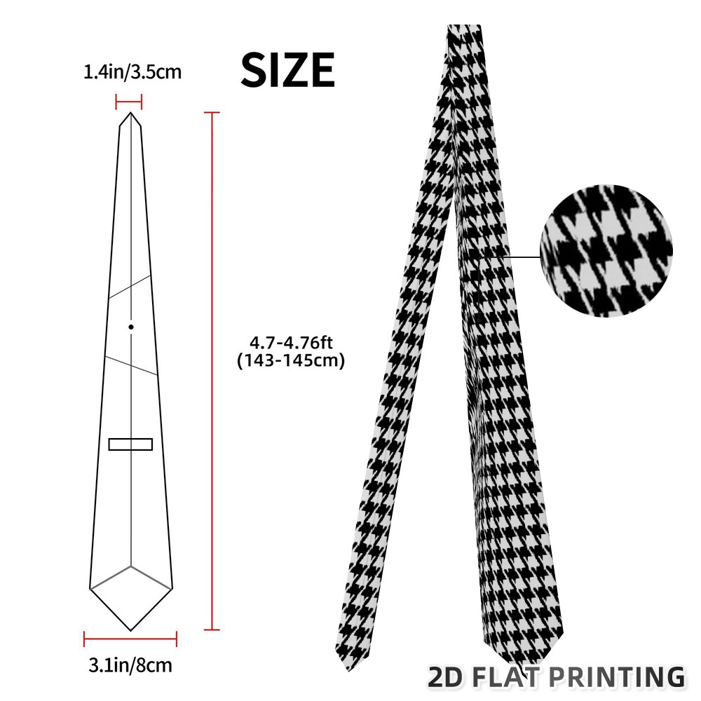 TEMU 1pc Black And White Print Tie - Polished Sophisticated Design, Smooth Comfy Wear, Ideal For Banquets And Anniversary Events