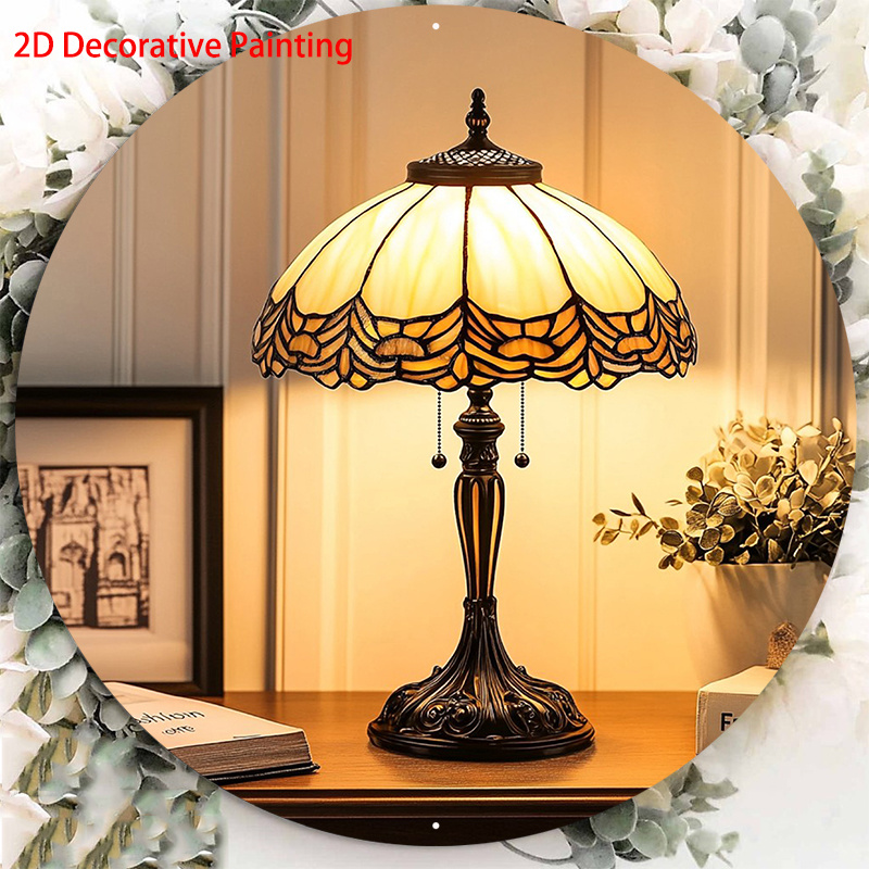 

Room Decor 1pc Vintage Table Lamp Decorative Artistic 2d Aluminum Metal Sign, Elegant Design, 8x8inch, For Coffee Shops, Restaurants & Home Decoration