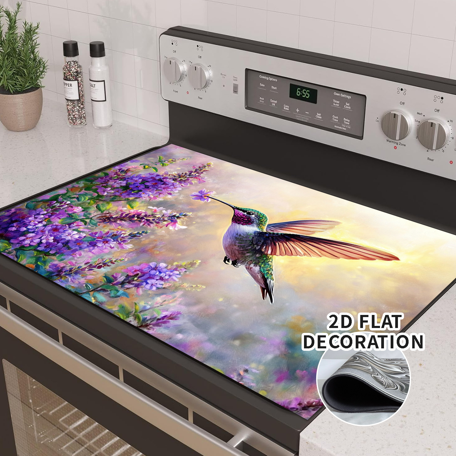 TEMU 2d Flat, Pattern One-piece Replacement Stove Decorative Cover - Protective Rubber Mat For Induction And Induction Cooktops, Extra Countertop