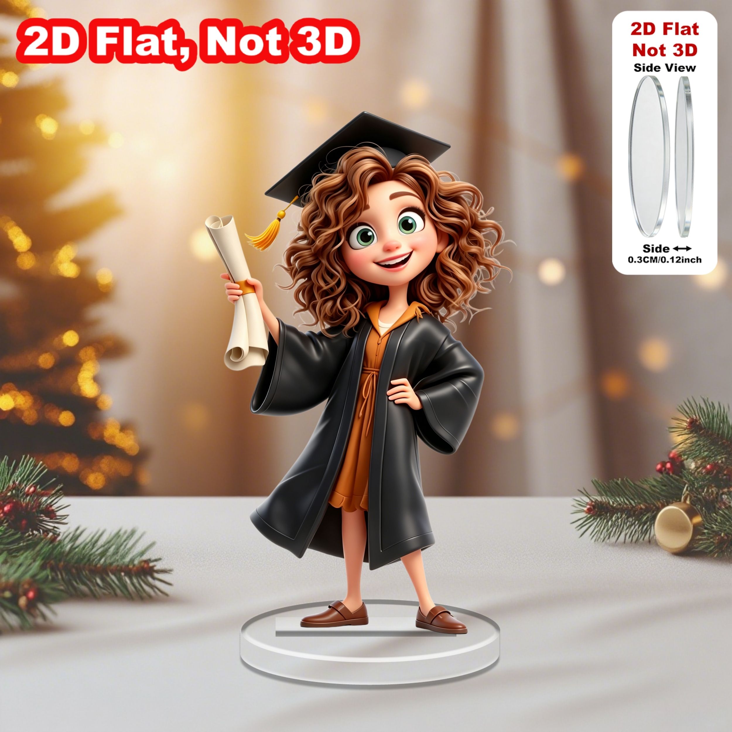 TEMU Ornamento 2D piatto in acrilico con laureanda e , set da 1 pz/3 pz/6 pz, decorazione da scrivania con toga e cappello di laurea triennale, per