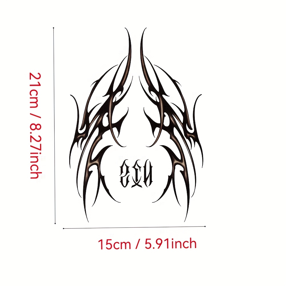Halloween Gothic Dark Style Floral Swirl Abdomen Collarbone Flower Chest Waterproof Adult Temporary Realistic Tattoo Stickers