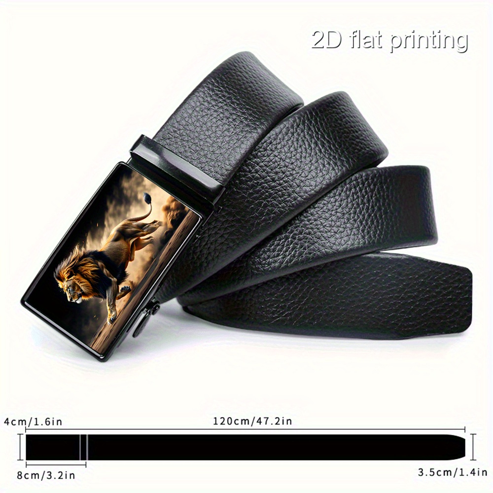 E-shop 2D-Gürtel mit kunstvollem, wildem Löwenmuster-Design – ein langlebiger, hochwertiger, exquisiter Herrengürtel, ein Schiebe-Gürtel, ein