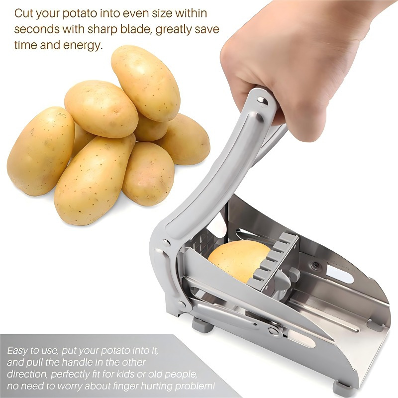 1pc   stainless steel fruit vegetable cutter french fry slicer potato chopper onion dicer with anti slip   food grade kitchen gadget set for   details 6