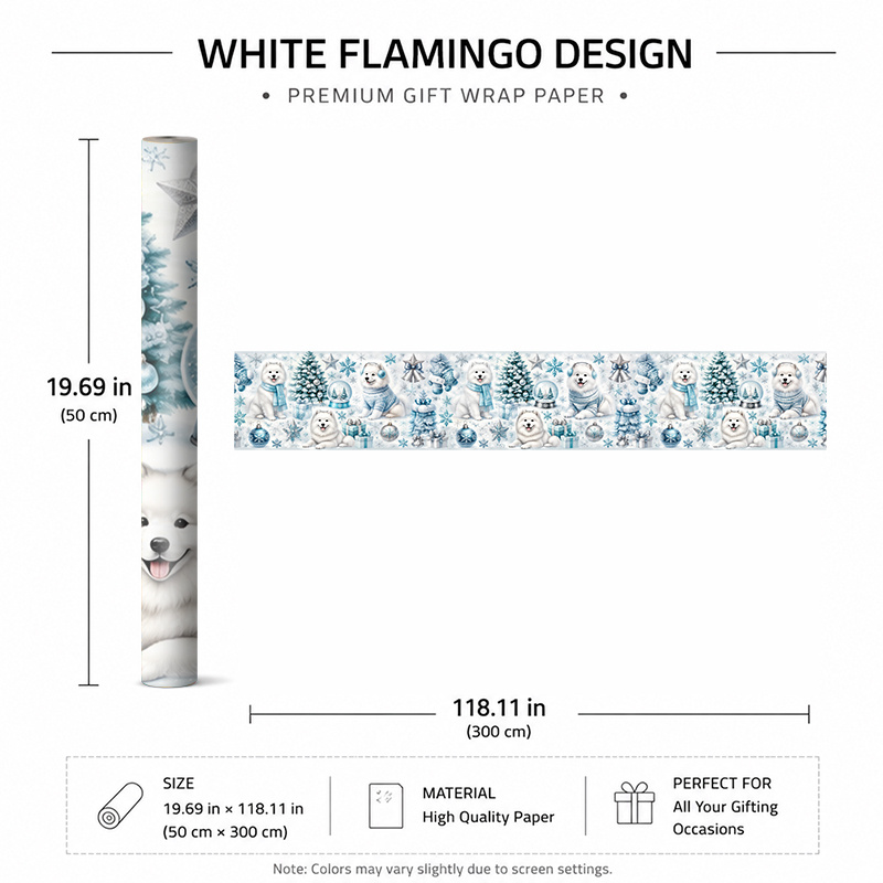 TEMU 1 Rolle 50x300cm (19,7x118,1in) Winterlicher bezaubernder Geschenkpapier für Weihnachtsfeier, Geschenkpapier mit Schneeszenerien mit verspielten