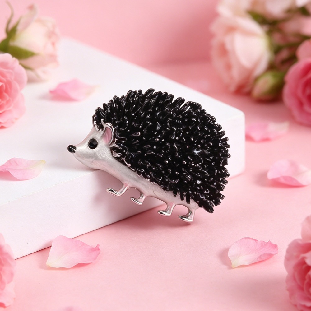 TEMU Broche de esmalte de erizo adorable, alfiler de solapa de animal de bosque de dibujos animados, estilo kawaii, decoración para traje y mochila,