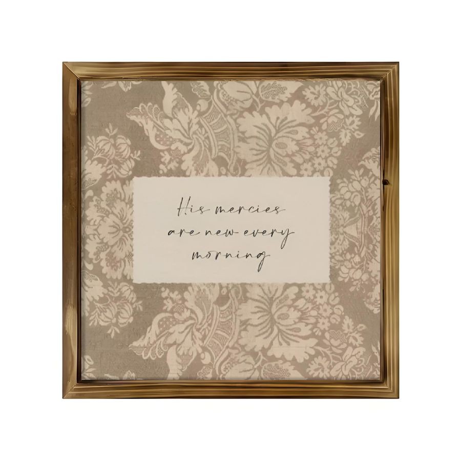 TEMU 2d Flat, 1pc "his Mercy" Christian Wall Art - Rustic Wood Frame Scripture Sign With Brown Verse Painting, 8x8 Inches Ready-to-hang Wood Plaque