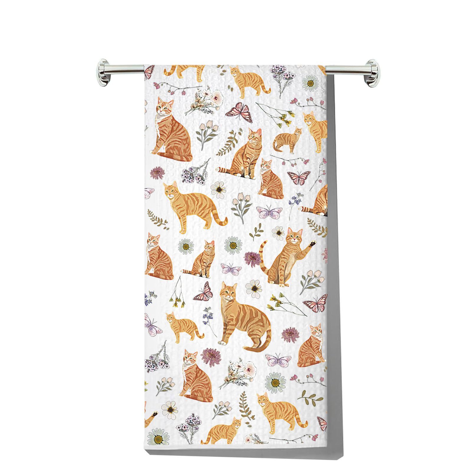 

Orange Kitchen Towel - Soft Polyester, Machine Washable, Modern Cartoon Design For Drying Hands & Dishes, 18x26 Inches