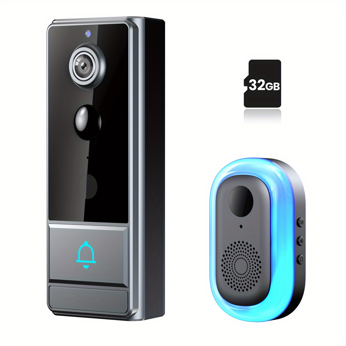 TEMU Video Doorbell Camera With Pir Sensor, Visual Doorbell, Doorbell Camera Wireless, Video Doorbell With Monitor, Detection, Real-time Alarm, Audio