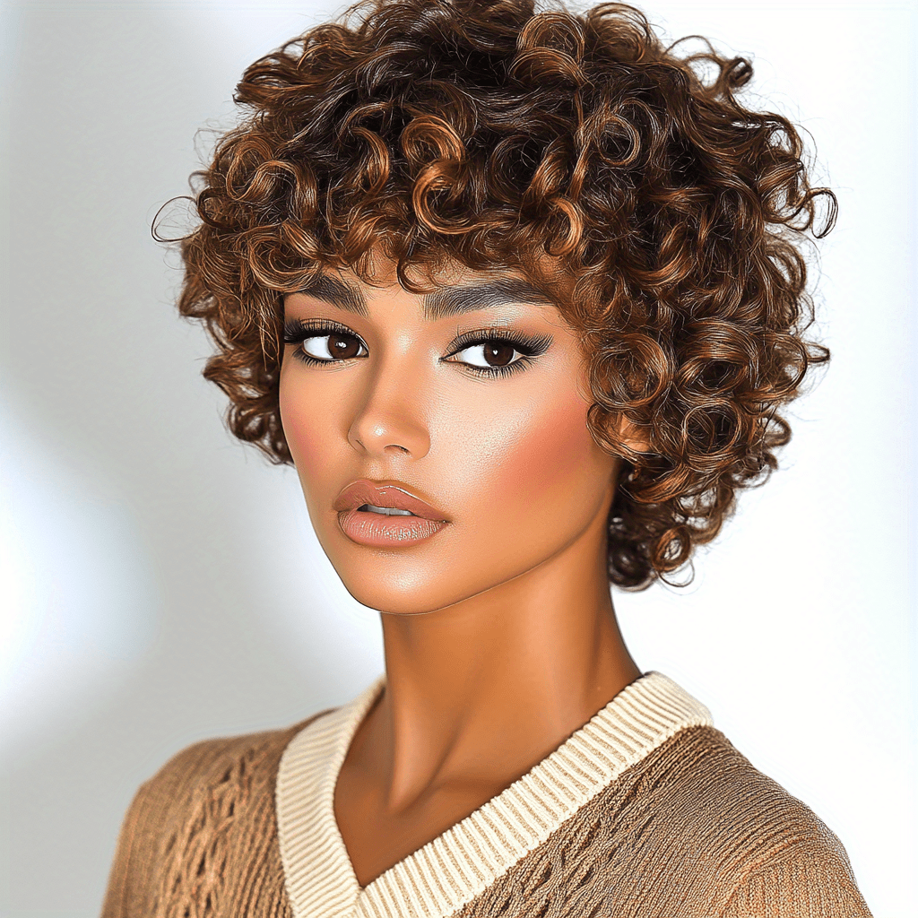 

Beauty Afro Bob Wig - 130% Density Brazilian Human Hair, For Women, P4/30 Color,