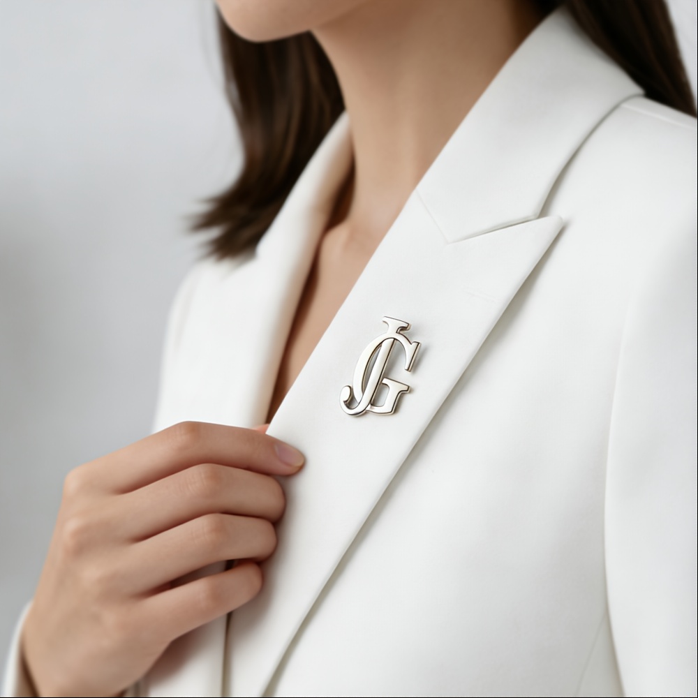 TEMU [customized] Custom Brand Metal Badge Letter Brooch, Personalized Badges And Tie Brooches, Suitable For Business Purposes, Company Brand