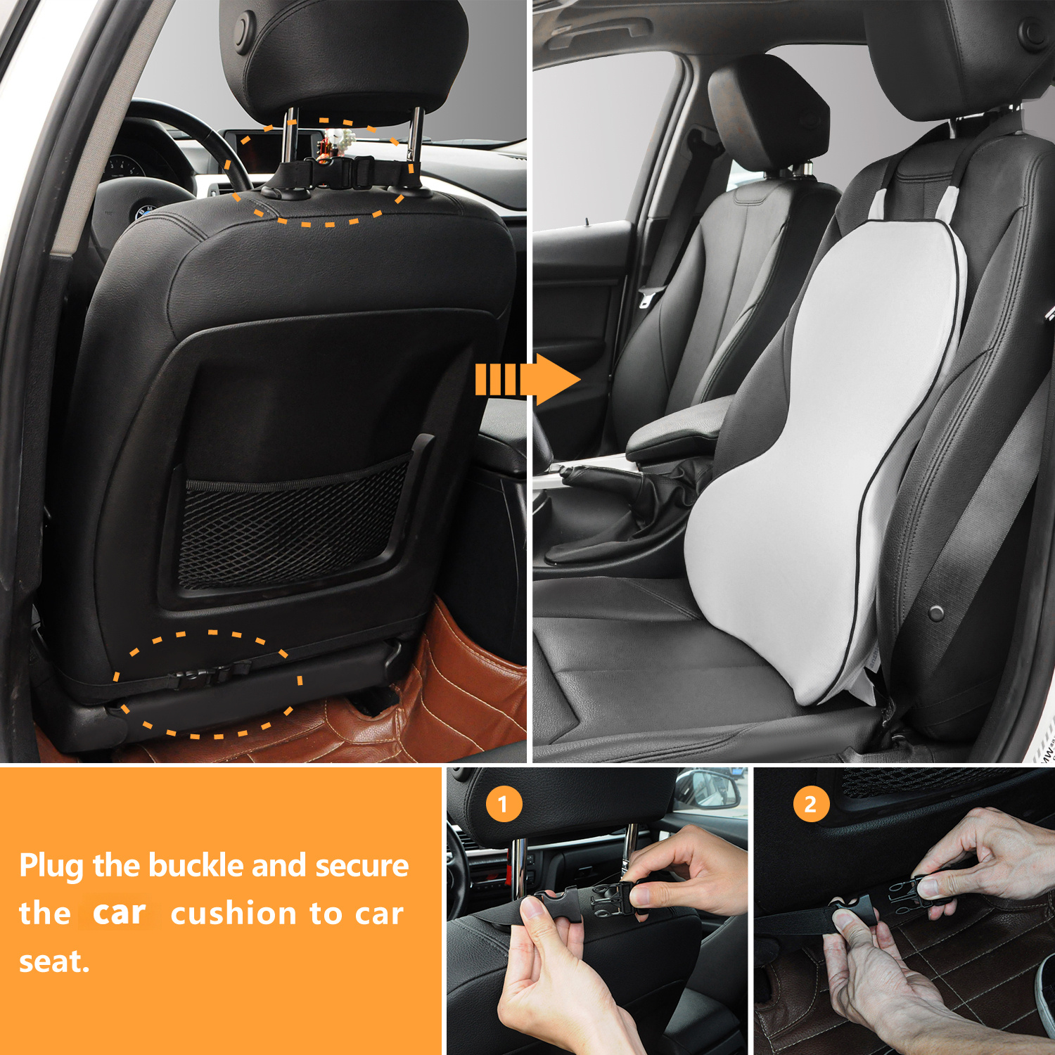 Car Seat Back Support Belt For Driving Thin Lumbar Support Pillow