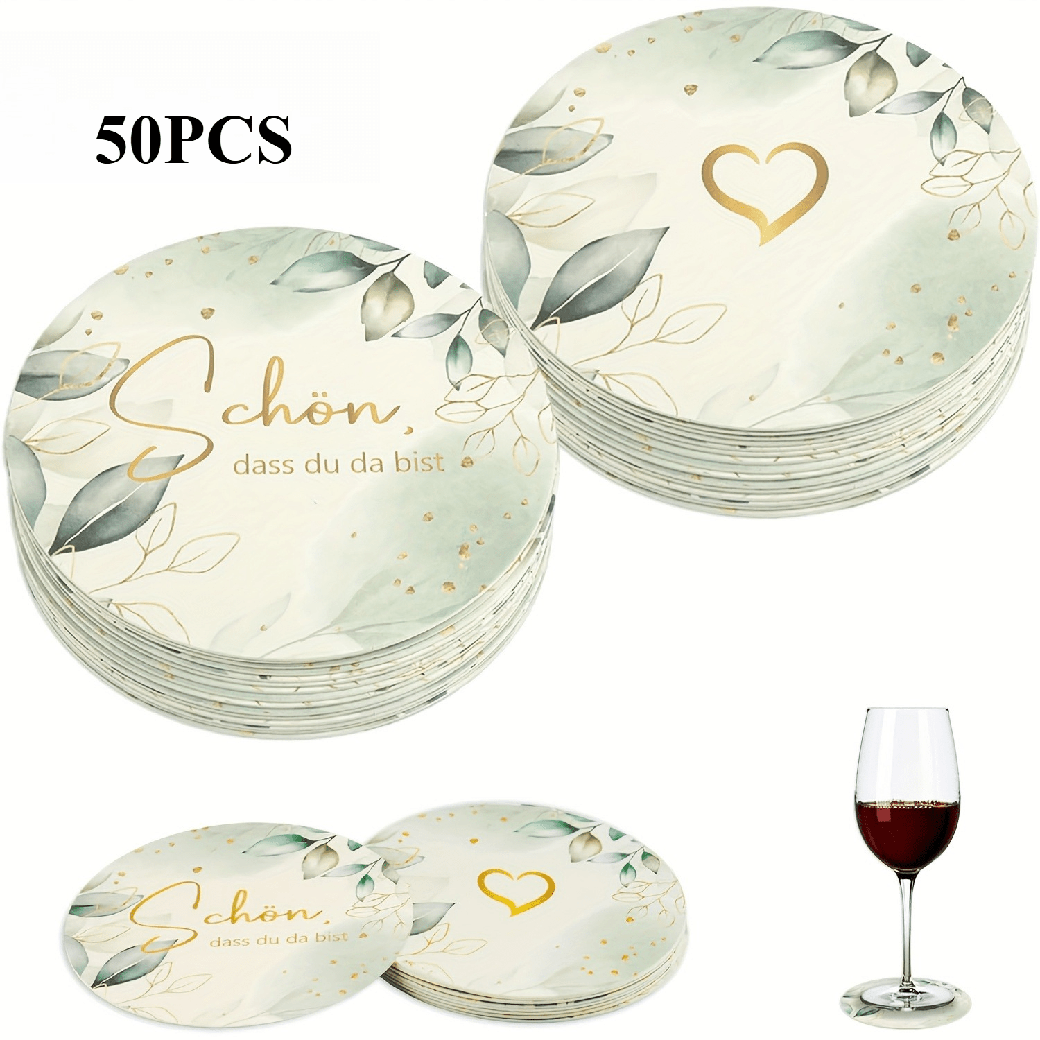 25/50pcs German Round Beer Coaster, "i'm " Bottom Decoration, Eucalyptus Glass Coaster, Suitable For Beer Lids, Wedding Table Decoration, Table Card Blank, Birthday Decoration