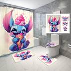 1 4pcs with ice cream from pattern shower curtain set shower curtain with 6 12 hooks non slip bath rug u shape mat toilet lid cover pad home decor bathroom full set bathroom accessories gifts gifts for family