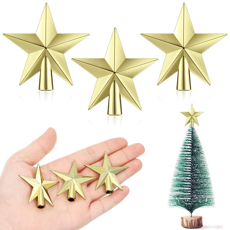 TEMU Lot de 3 mini décorations d'étoile pour sapin de Noël, décorations de cime d'arbre de Noël d'étoile, adaptées pour les décorations de fête de