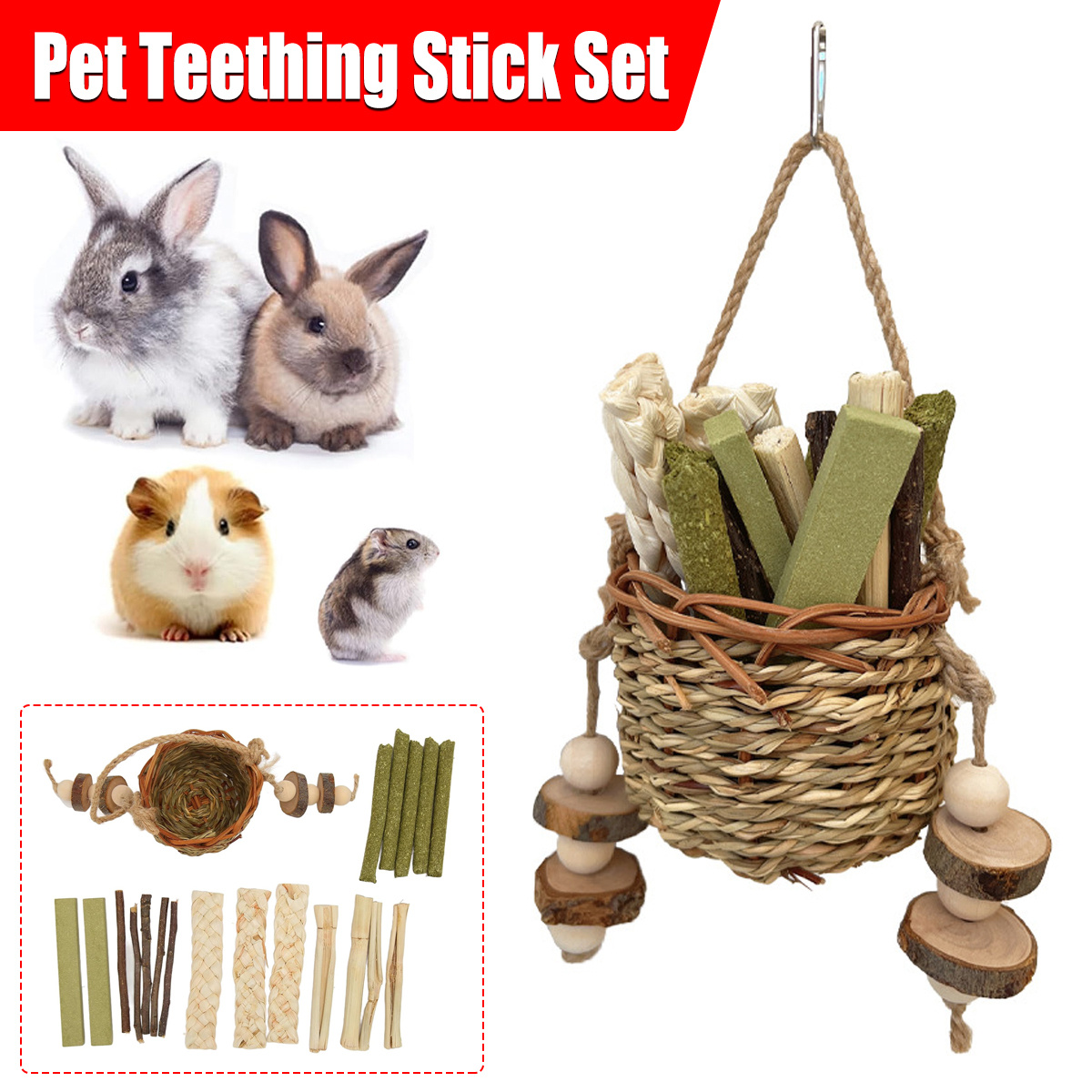 Handcrafted Rabbit Chew Toy | Made from Grass, Perfect for Keeping Your Pet'S Teeth and Claws Healthy